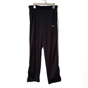 Nike Black Joggers Basketball Pants Size Medium White Stripe On Side